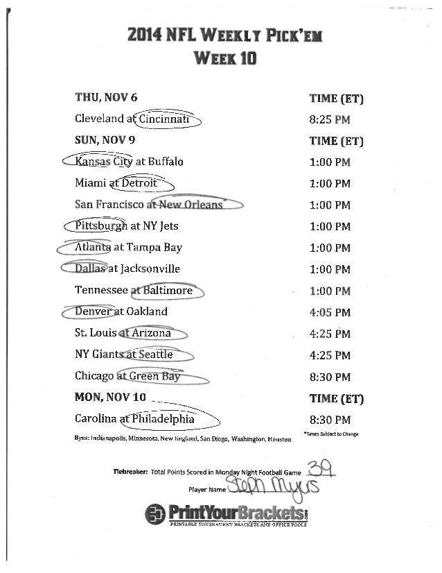 Nfl 7 days 10 options image about Nfl Week 10 Printable Schedule named Nfl 7 days 10 choices
